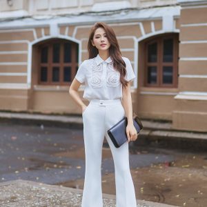 QUẦN TRẮNG ỐNG LOE CẠP LỆCH
